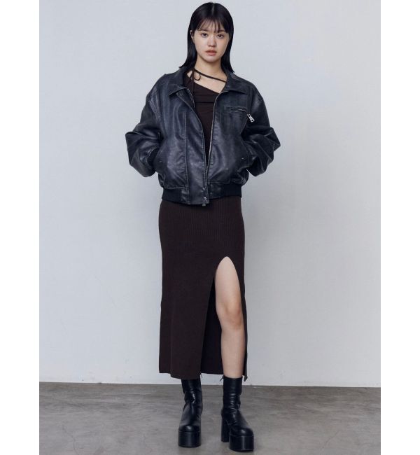 EMODA「ヴィンテージフェイクレザーブルゾン」|ブルゾン・スタジャン|