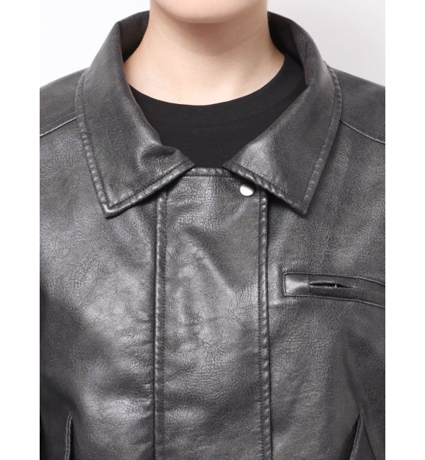 EMODA「ヴィンテージフェイクレザーブルゾン」|ブルゾン・スタジャン|