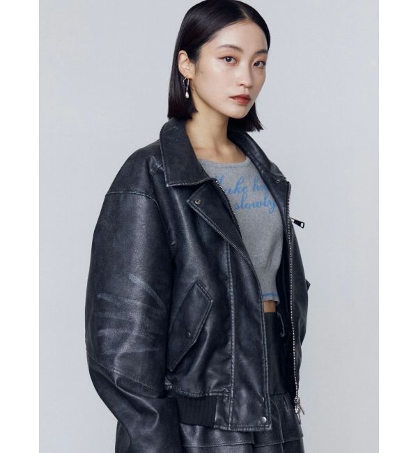 EMODA「ヴィンテージフェイクレザーブルゾン」|ブルゾン・スタジャン|