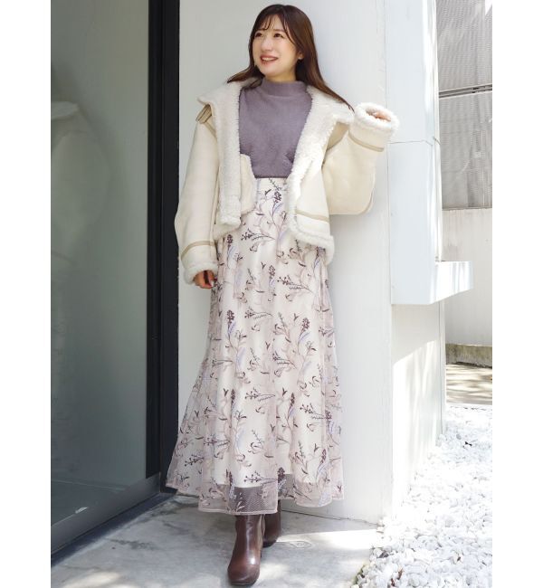 MERCURYDUO「ボトルネックミニシャギーロングスリーブニット」|ニット・セーター|