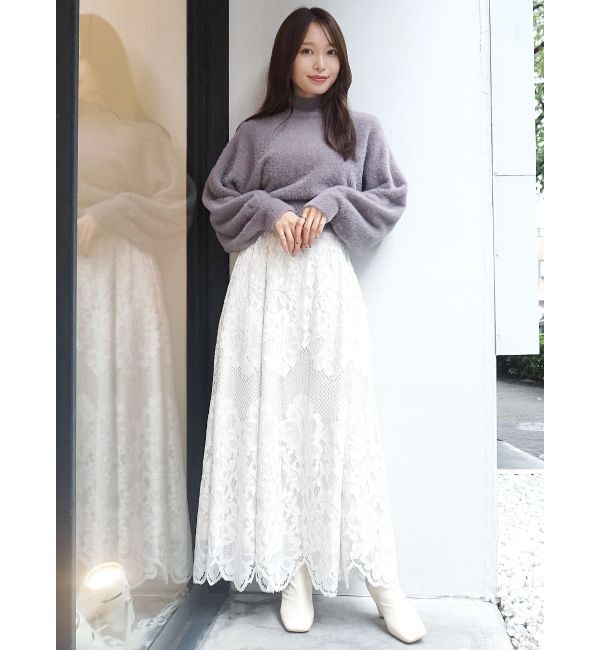 MERCURYDUO「ボトルネックミニシャギーロングスリーブニット」|ニット・セーター|