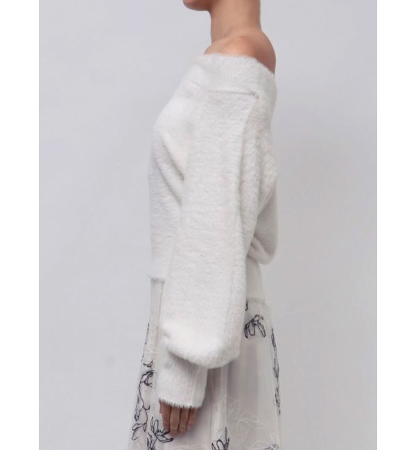 MERCURYDUO「オフショルミニシャギーニット」|ニット・セーター|