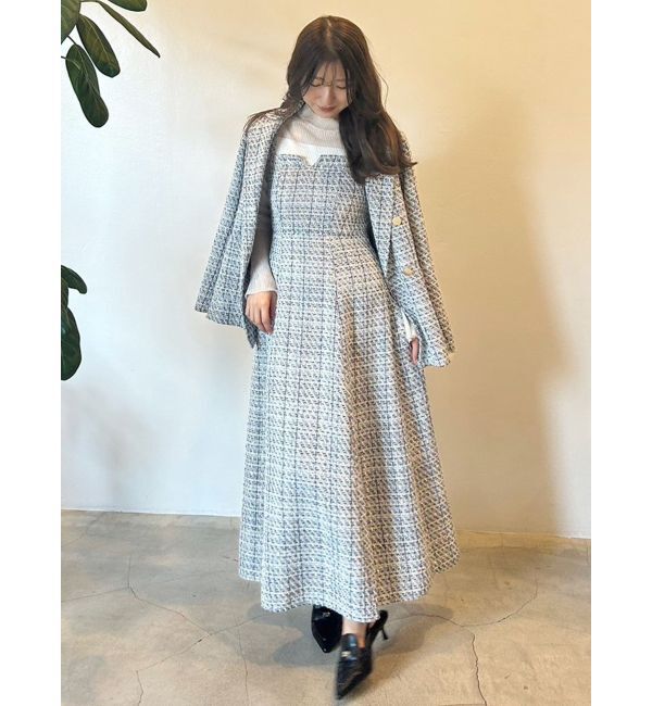 MERCURYDUO「オリジナルツイードジャンスカベアワンピース【セットアップ着用可】」|ワンピース|