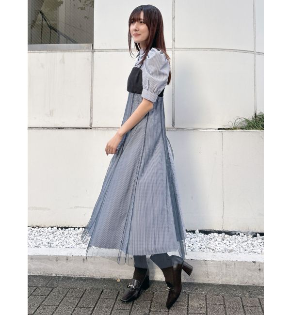 MERCURYDUO「ビスチェドッキングパワショルシャツワンピース」|ワンピース|