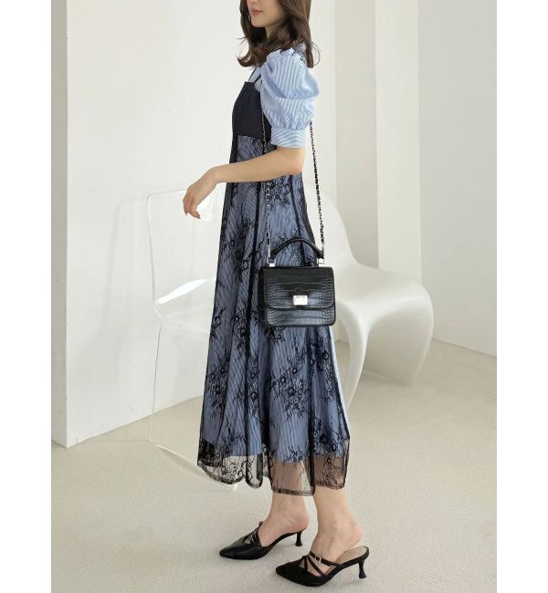 MERCURYDUO「ビスチェドッキングパワショルシャツワンピース」|ワンピース|