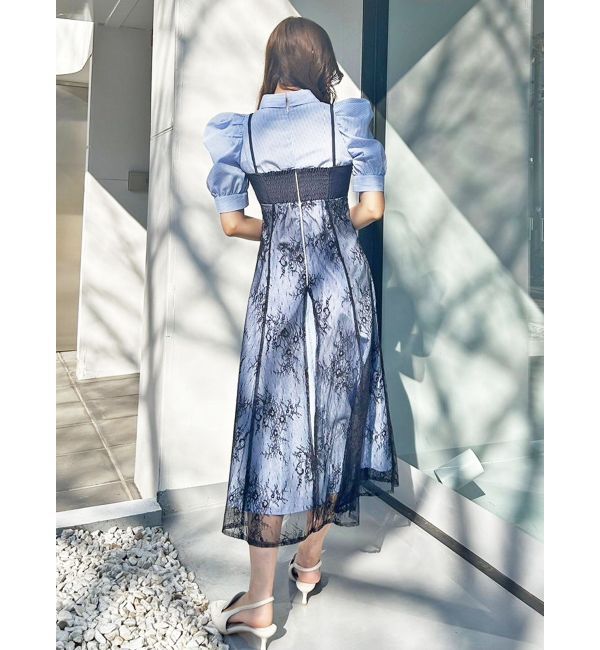 MERCURYDUO「ビスチェドッキングパワショルシャツワンピース」|ワンピース|