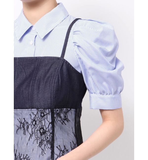 MERCURYDUO「ビスチェドッキングパワショルシャツワンピース」|ワンピース|