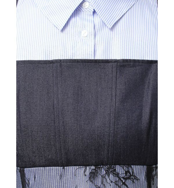 MERCURYDUO「ビスチェドッキングパワショルシャツワンピース」|ワンピース|