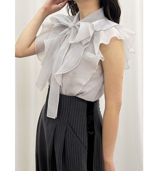 MERCURYDUO「オーガンジー配色メローブラウス」|シャツ・ブラウス|