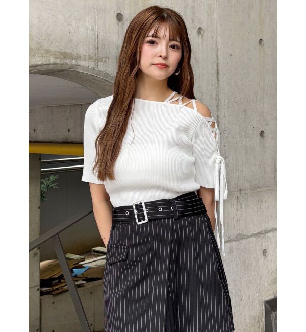 MURUA「レースアップハーフリブニット」|ニット・セーター|