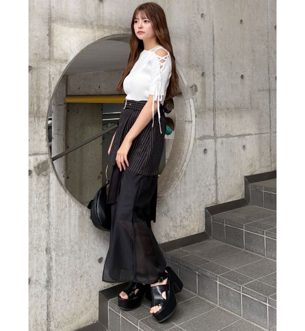 MURUA「レースアップハーフリブニット」|ニット・セーター|