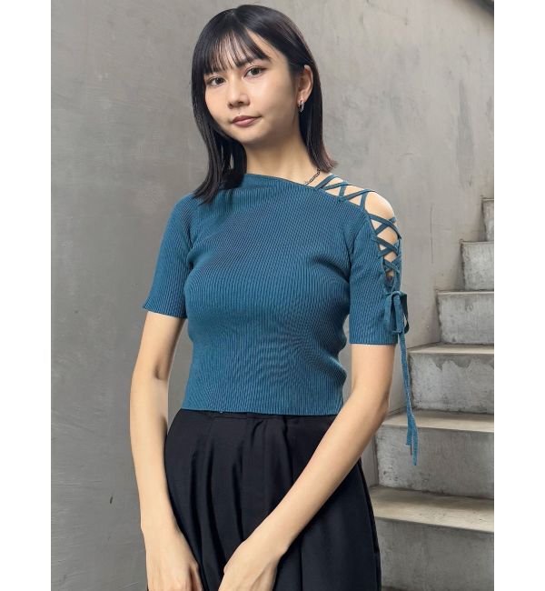 MURUA「レースアップハーフリブニット」|ニット・セーター|