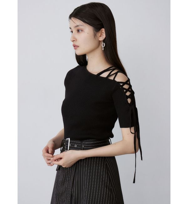 MURUA「レースアップハーフリブニット」|ニット・セーター|