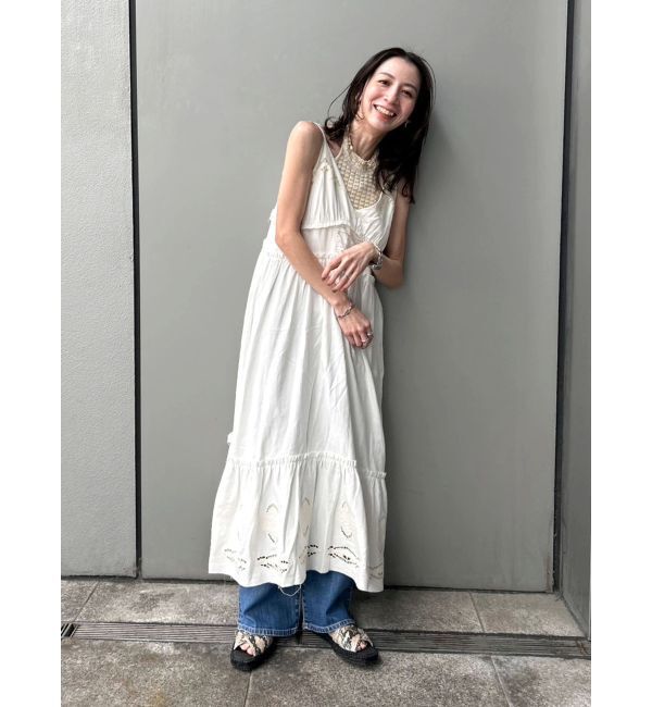 Ungrid「カットワークデザインキャミワンピース」|ワンピース|オフホワイト