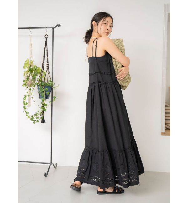 Ungrid「カットワークデザインキャミワンピース」|ワンピース|