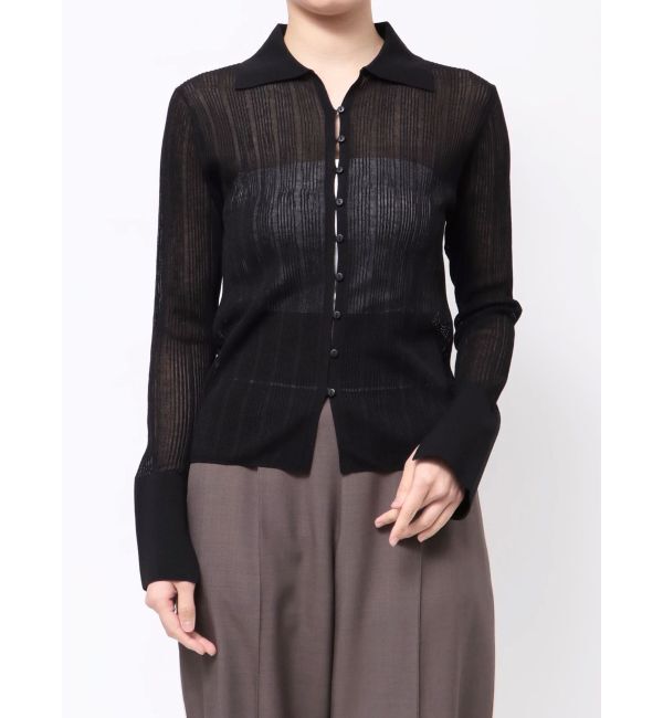 LAGUNAMOON「シャツカラーシアーニットプルオーバー」|ニット・セーター|