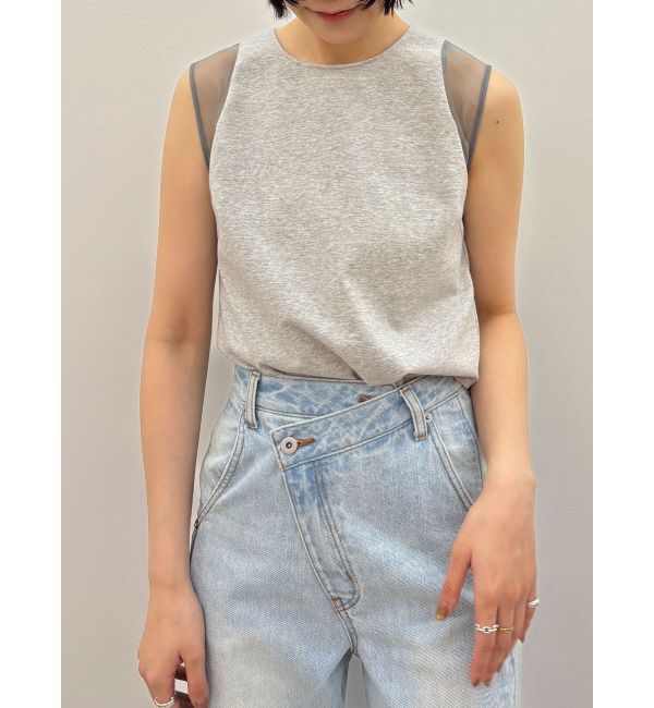 LAGUNAMOON「ショルダーメッシュタンク」|タンクトップ|ライトグレー