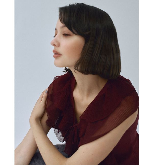 LAGUNAMOON「メッシュフリルノースリニットプルオーバー」|ニット・セーター|