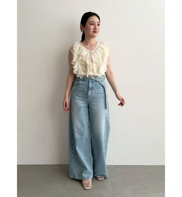 LAGUNAMOON「メッシュフリルノースリニットプルオーバー」|ニット・セーター|