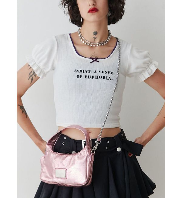 jouetie「レースネックロゴパフTシャツ」|Tシャツ・カットソー|