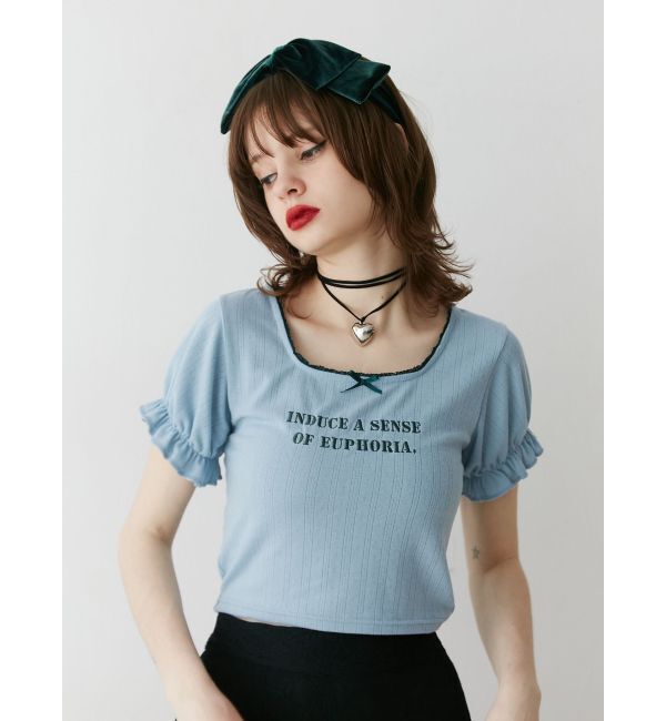 jouetie「レースネックロゴパフTシャツ」|Tシャツ・カットソー|