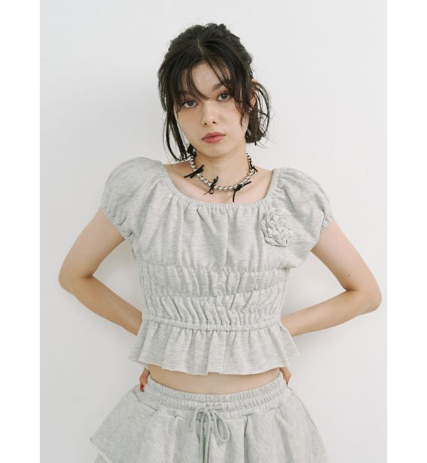 jouetie「コサージュギャザートップス」|Tシャツ・カットソー|グレー