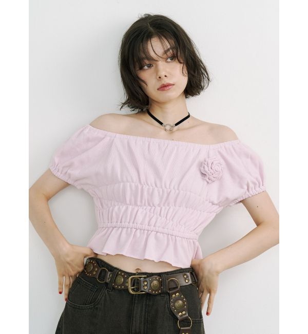jouetie「コサージュギャザートップス」|Tシャツ・カットソー|