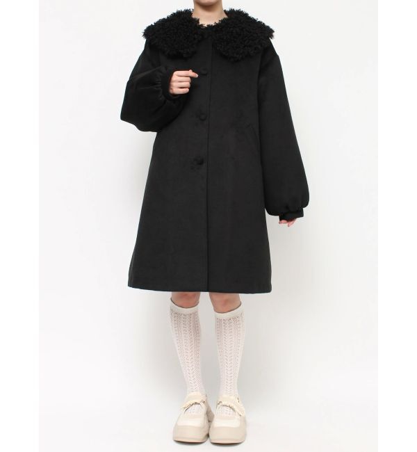 merry jenny「フェイクファーカラーAラインコート」|その他|ブラック
