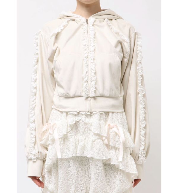 merry jenny「ベロアレースジップパーカー」|パーカー|
