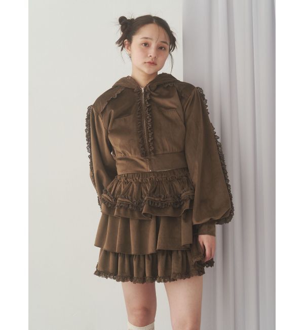 merry jenny「ベロアレースジップパーカー」|パーカー|