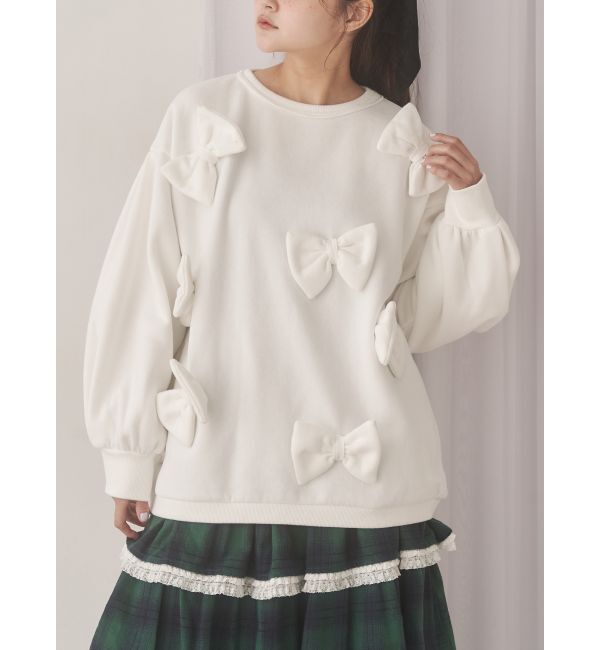 merry jenny「ぽんぽんリボンスウェット」|スウェット・ジャージ|オフホワイト