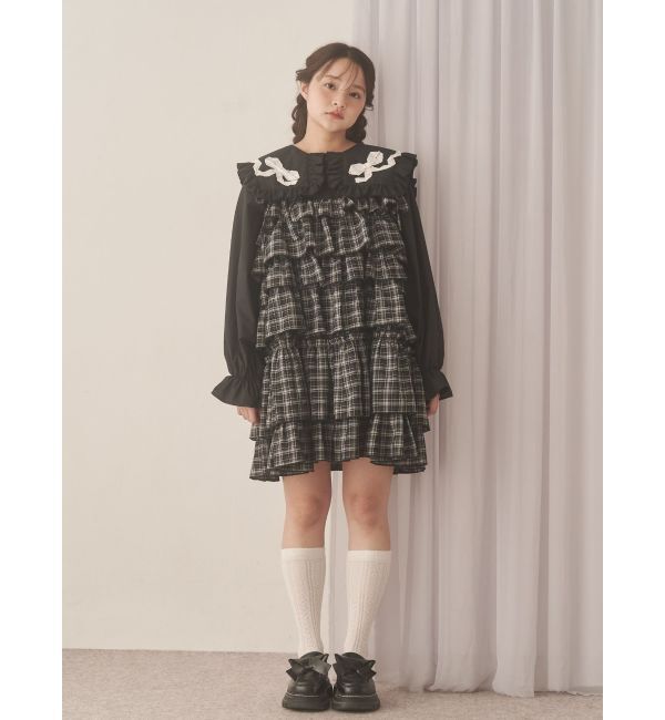 merry jenny「チェックホイップクリームミニワンピース」|ワンピース|