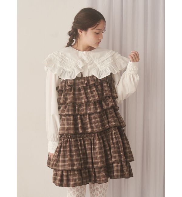 merry jenny「チェックホイップクリームミニワンピース」|ワンピース|