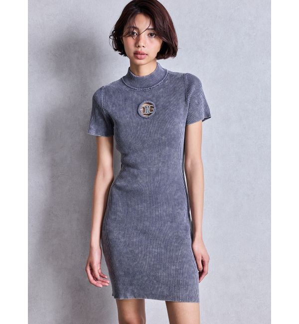 GYDA「SymmetryGYDA MOLDブリーチハーフスリーブニットワンピース」|ワンピース|ネイビー
