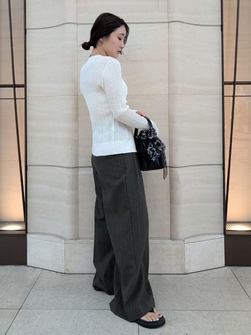 Mila Owen「フラップデザイン2タックワイドパンツ」|チノ|