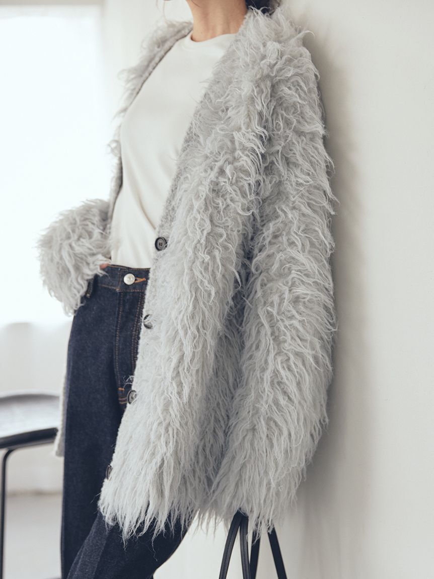 Mila Owen「スコッチ釦シャギーニットカーディガン」|カーディガン|