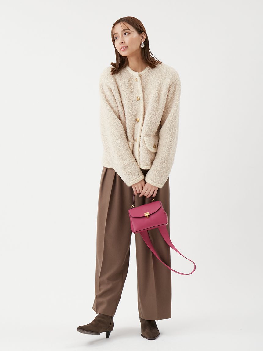 Mila Owen「金釦テディラメニットジャケット」|ノーカラージャケット|