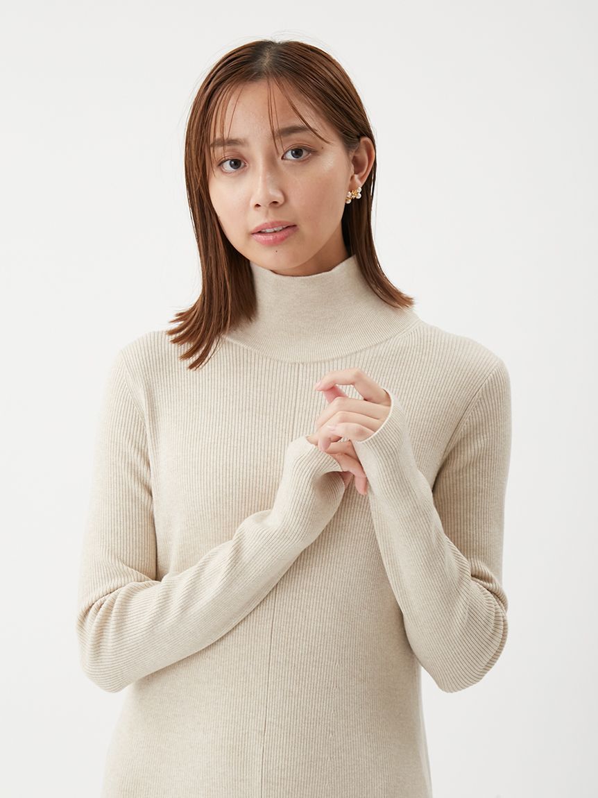 Mila Owen「タートルネックリブニットフレアワンピース」|ワンピース|