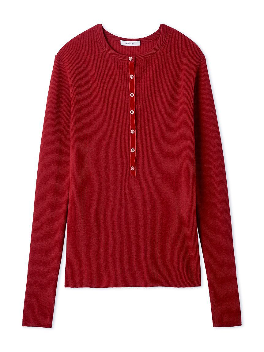 Mila Owen「ベロアヘンリーネックリブニット」|ニット・セーター|