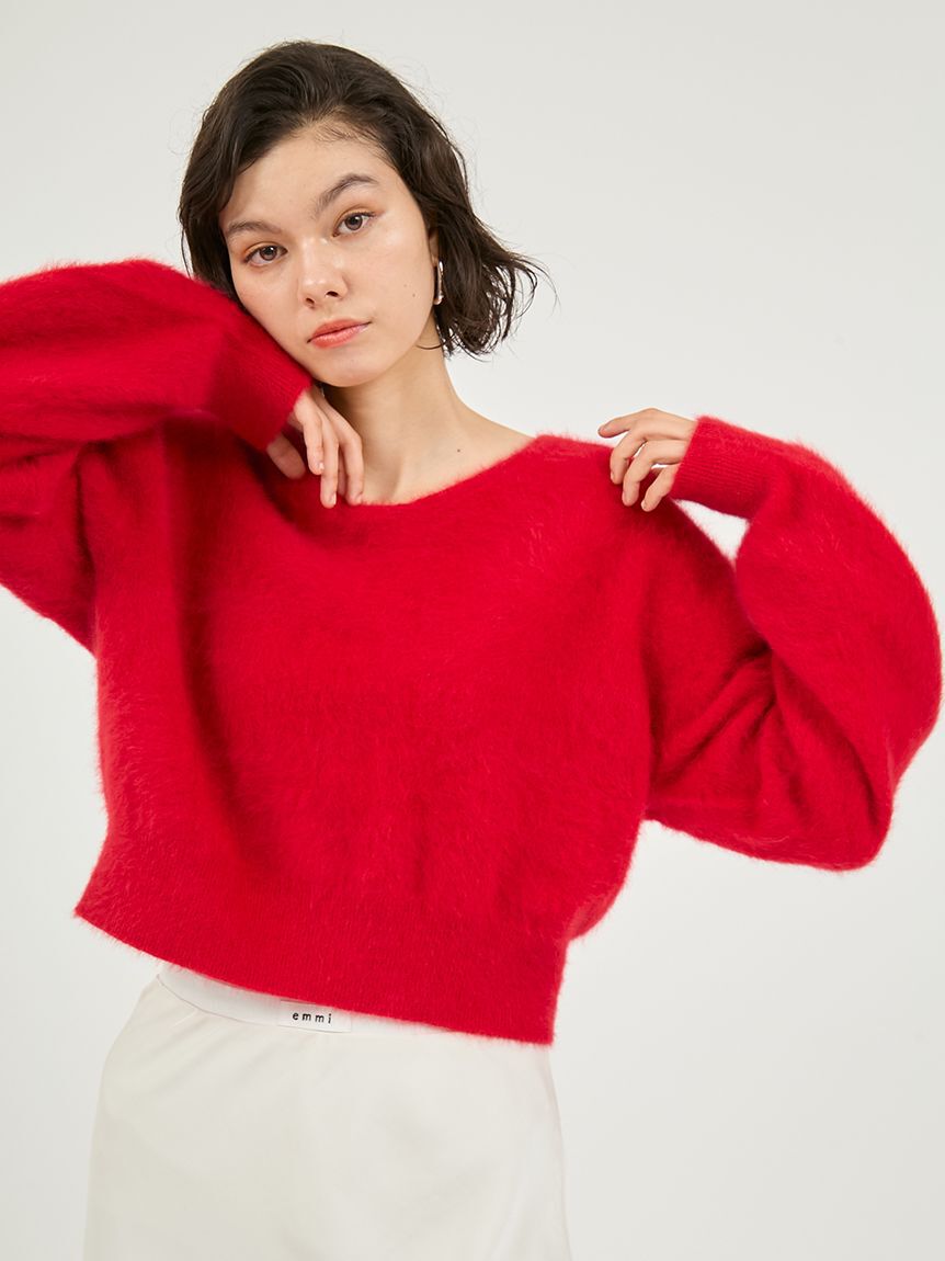 emmi atelier「フォックスカシミヤ2wayニットトップス」|ニット・セーター|RED