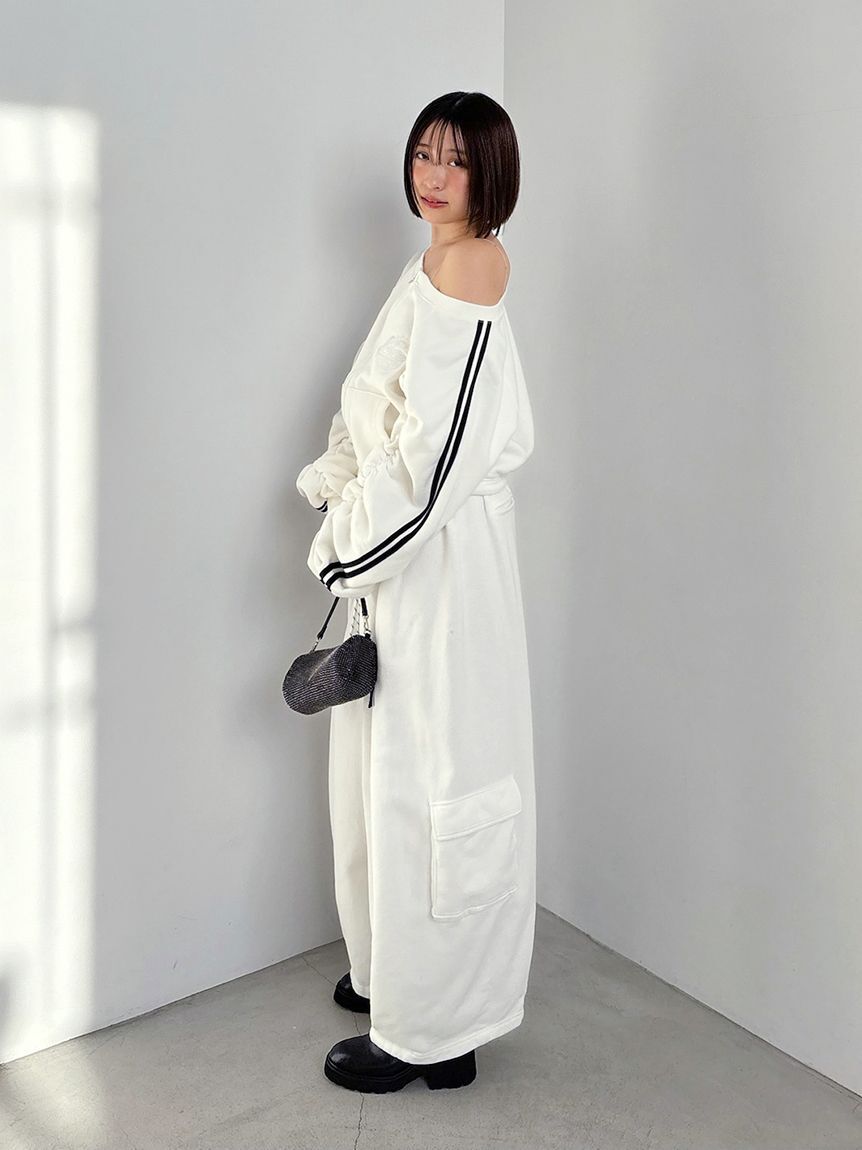 SNIDEL「【SNIDEL/NUTMEG】オフショルジップロゴプルオーバー」|Tシャツ・カットソー|