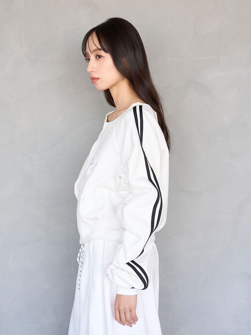 SNIDEL「【SNIDEL/NUTMEG】オフショルジップロゴプルオーバー」|Tシャツ・カットソー|