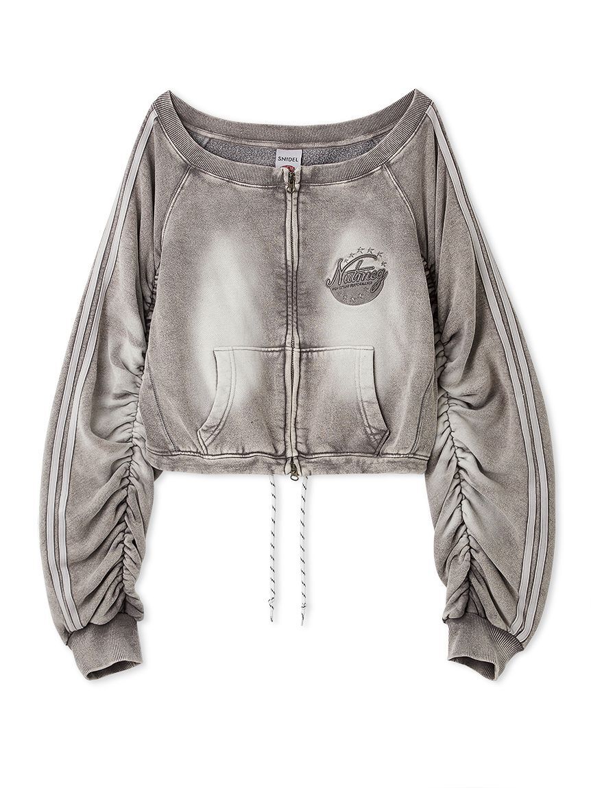 SNIDEL「【SNIDEL/NUTMEG】オフショルジップロゴプルオーバー」|Tシャツ・カットソー|GRY