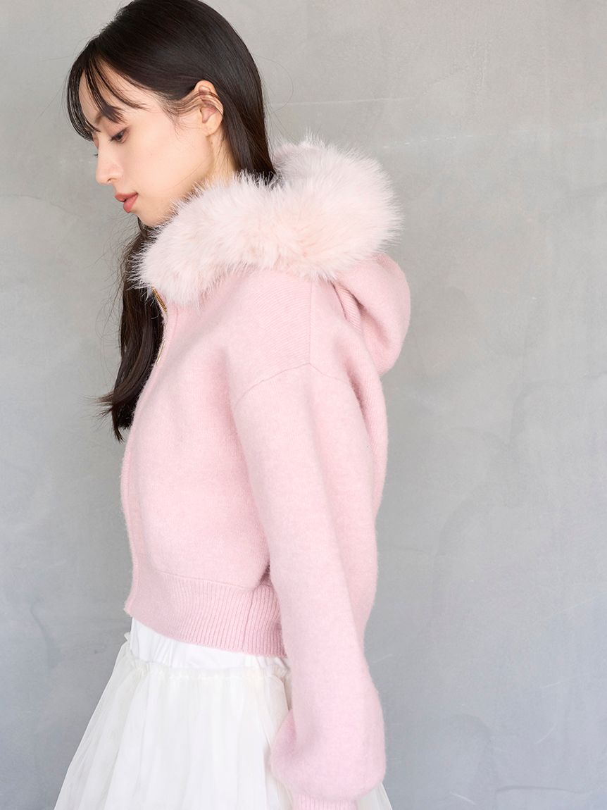 SNIDEL「Sustainableファー付きニットパーカー」|ニット・セーター|