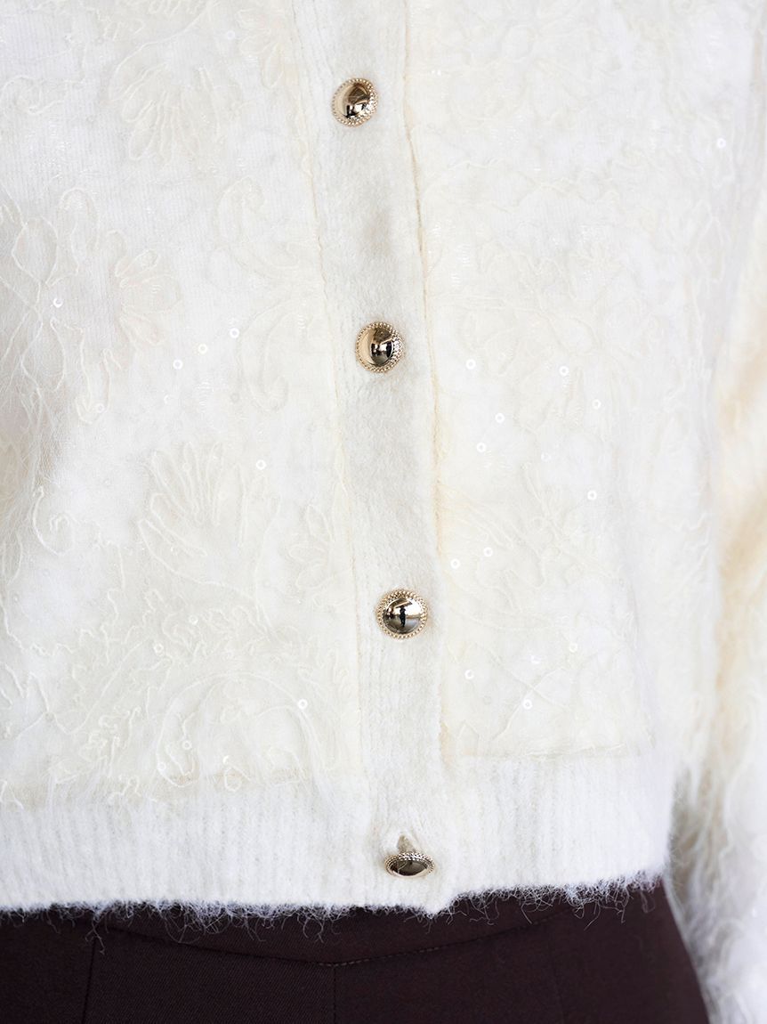 SNIDEL「ストラクチャーレースニットカーディガン」|カーディガン|