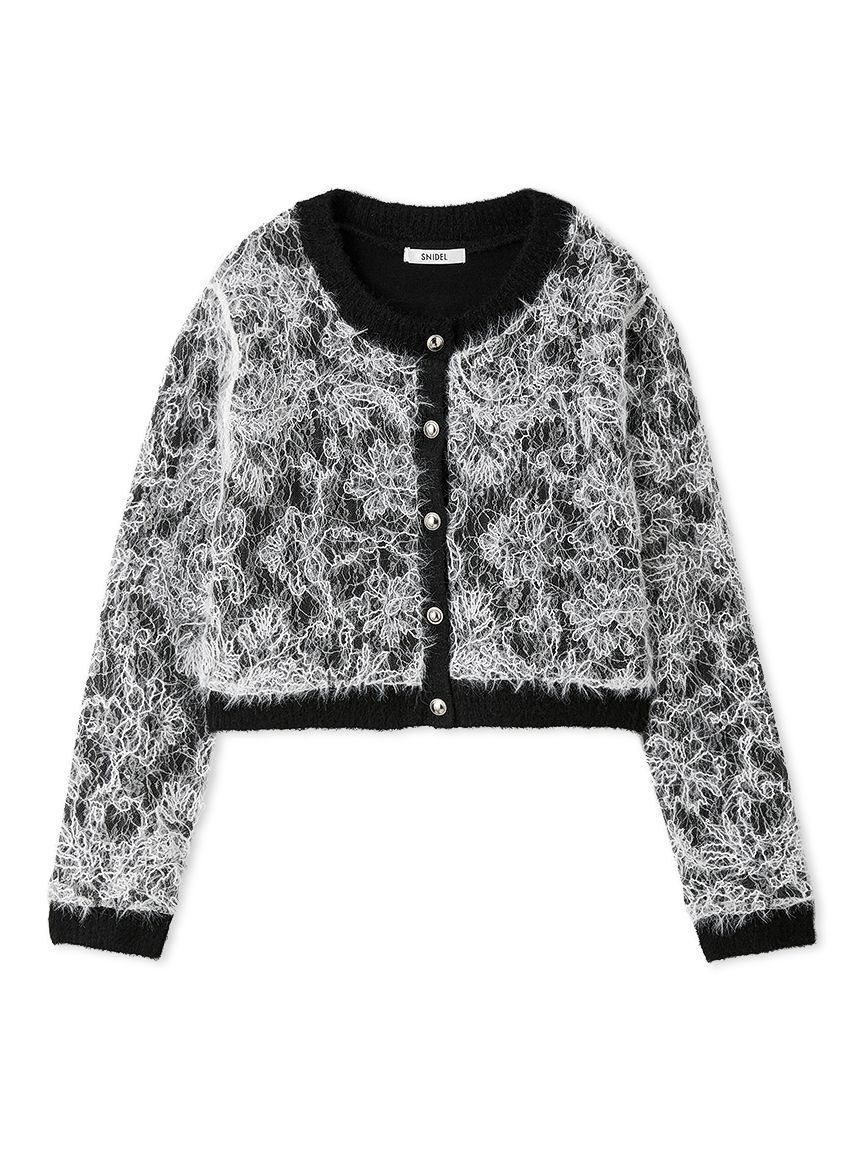 SNIDEL「ストラクチャーレースニットカーディガン」|カーディガン|BLK