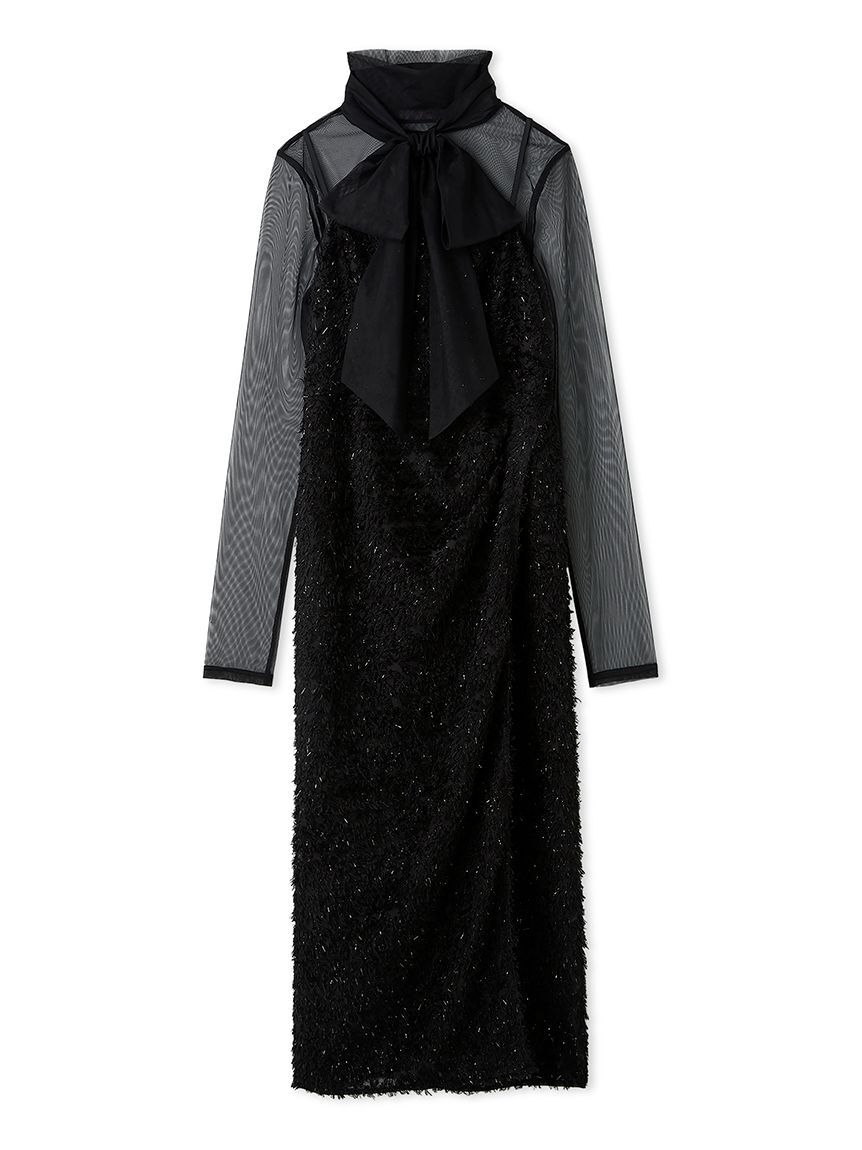 FRAY I.D「チュールトップス＆ジャガードワンピース」|ワンピース|BLK