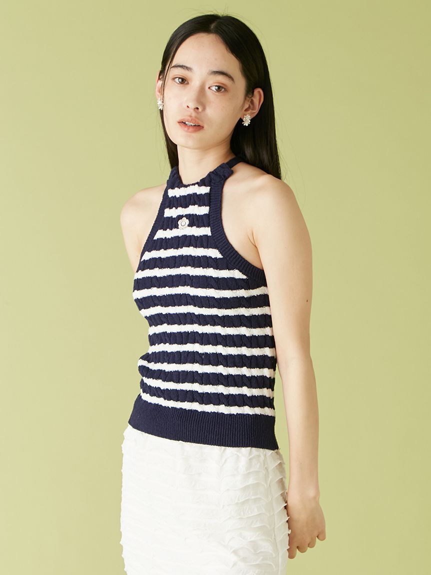 LILY BROWN「【LILY BROWN&times;MARY QUANT】デイジー刺繍アメスリケーブルニット」|ニット・セーター|