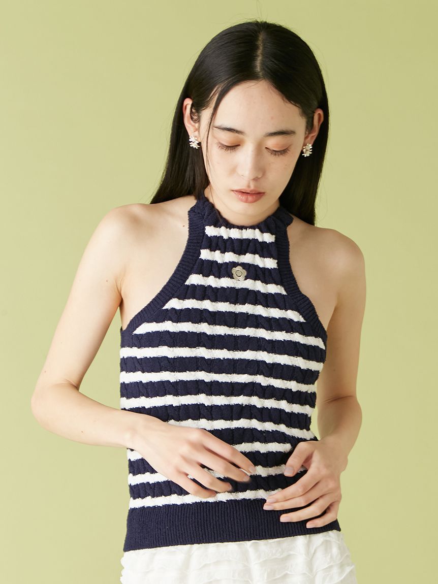 LILY BROWN「【LILY BROWN&times;MARY QUANT】デイジー刺繍アメスリケーブルニット」|ニット・セーター|