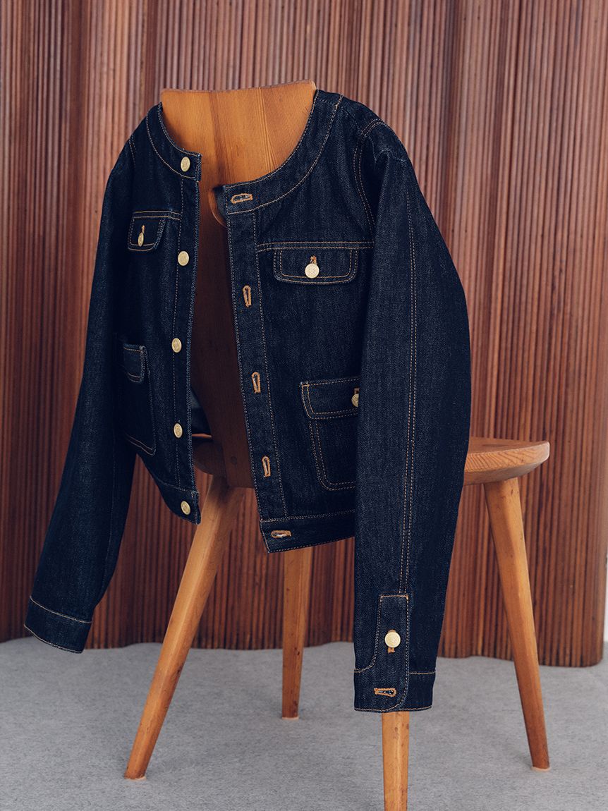 LILY BROWN「【限定カラー】ノーカラークラシカルデニムジャケット」|デニムジャケット|